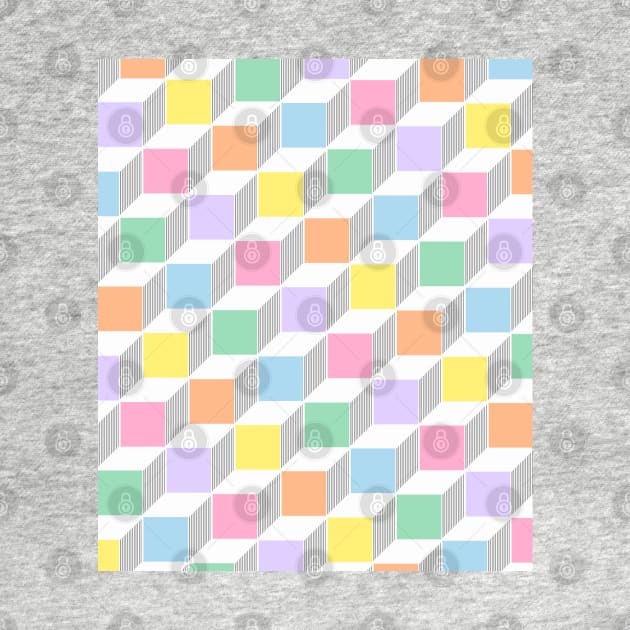 Pastel Colours, Cube, Geometric by OneThreeSix